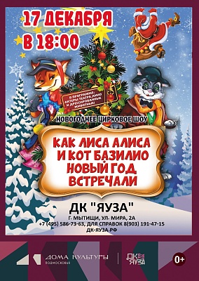 Новогоднее цирковое шоу " Как Лиса Алиса и кот Базилио Новый год встречали"